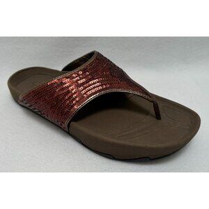Earth Kalso Size 5 Flip Flop Thong Sandals Copper Sequins